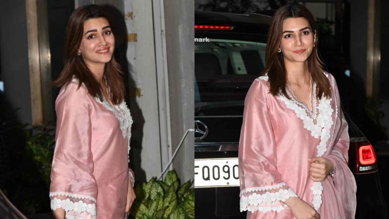 Kriti Sanon’s pretty pink chanderi kurta set worth Rs 12,000 will brighten up your dull monsoon day (PC: Viral Bhayani)