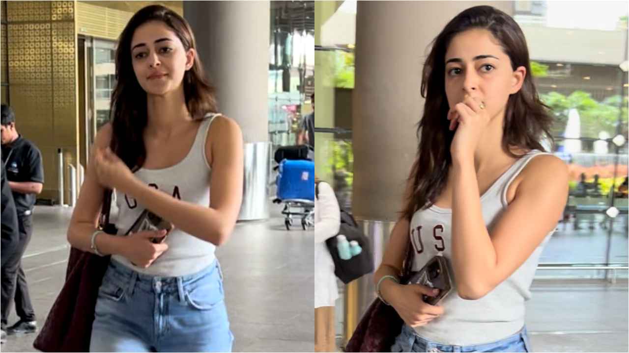 Ananya Panday serves Gen-Z airport fit with white tank top, baggy jeans and high-end Bottega Venetta bag (PC: Varinder Chawla)