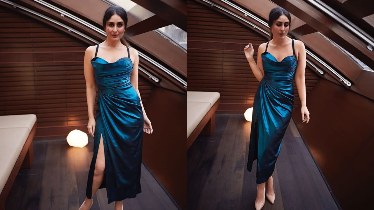 Kareena Kapoor in teal slip dress 