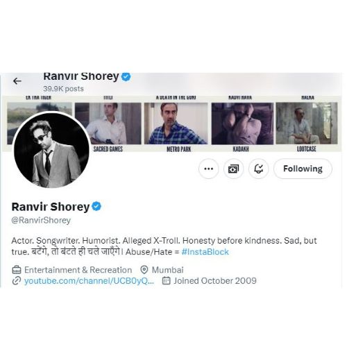 Ranvir Shorey Instagram