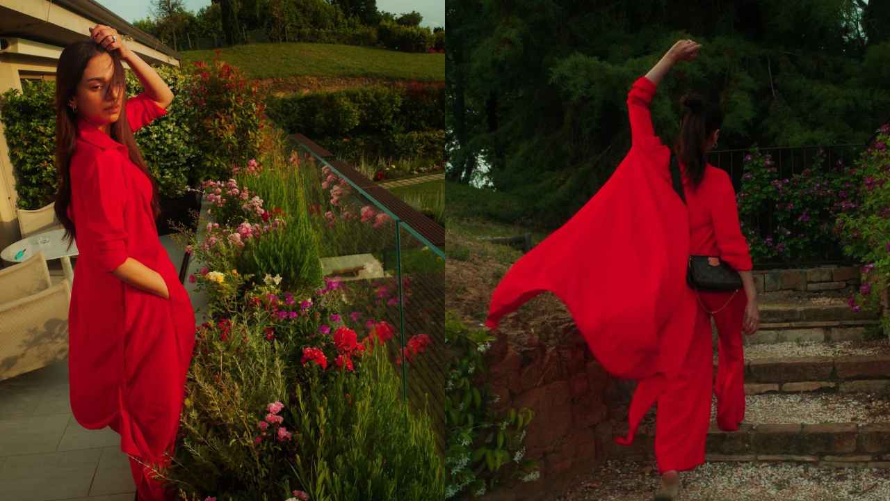 Aditi Rao Hydari celebrates power of love in Anamika Khanna’s elegant crimson red co-ord set (PC: Aditi Rao Hydari Instagram)