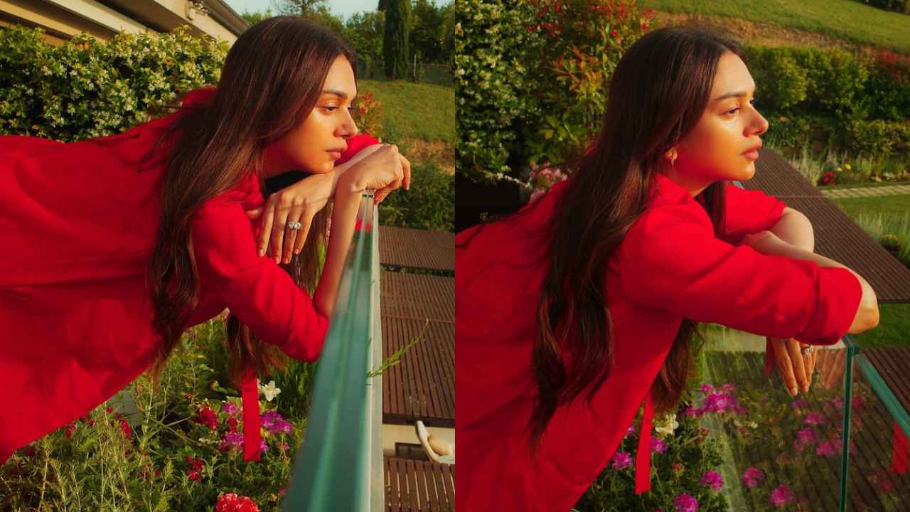 Aditi Rao Hydari celebrates power of love in Anamika Khanna’s elegant crimson red co-ord set (PC: Aditi Rao Hydari Instagram)