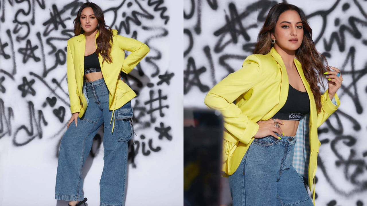 Sonakshi Sinha in blazer and jeans