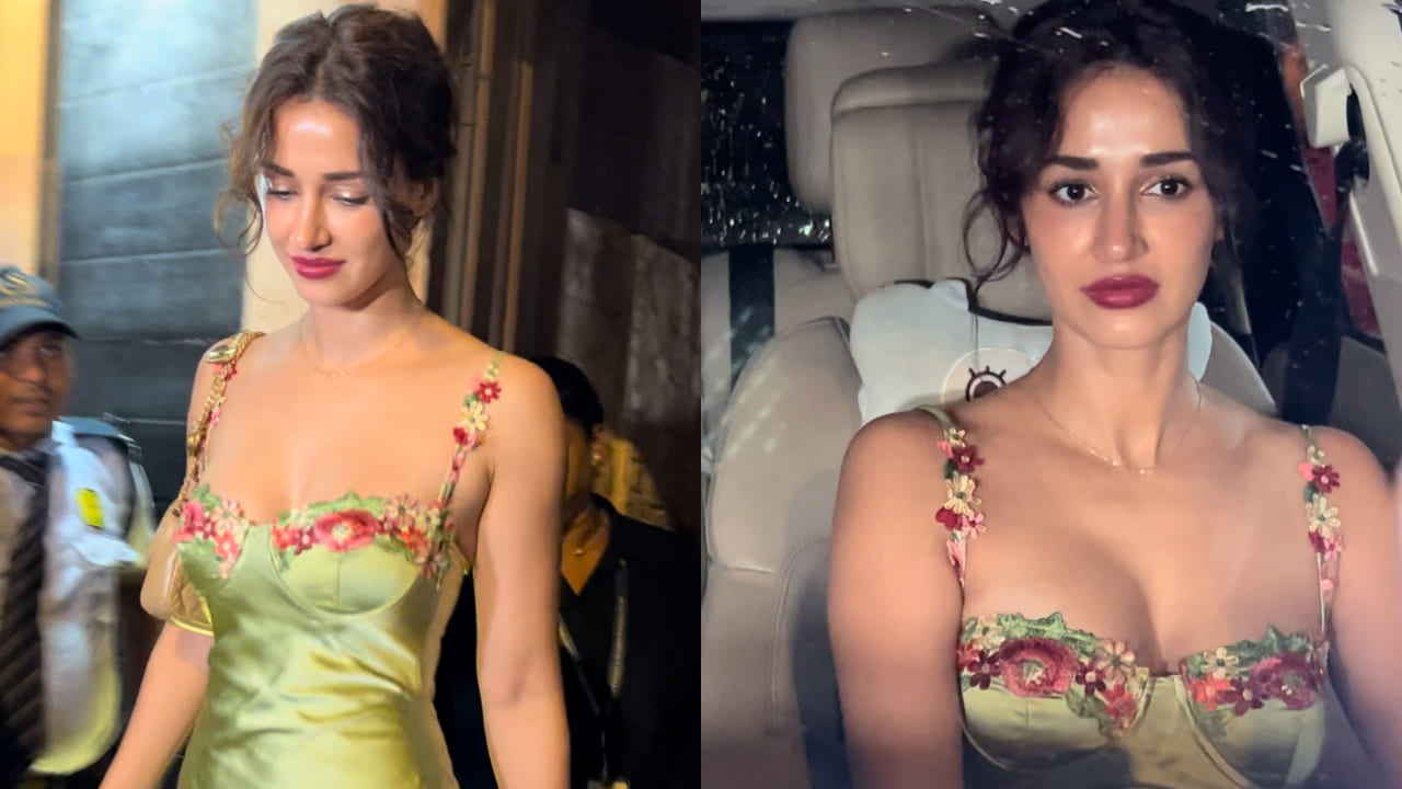 Disha Patani in green floral maxi dress 