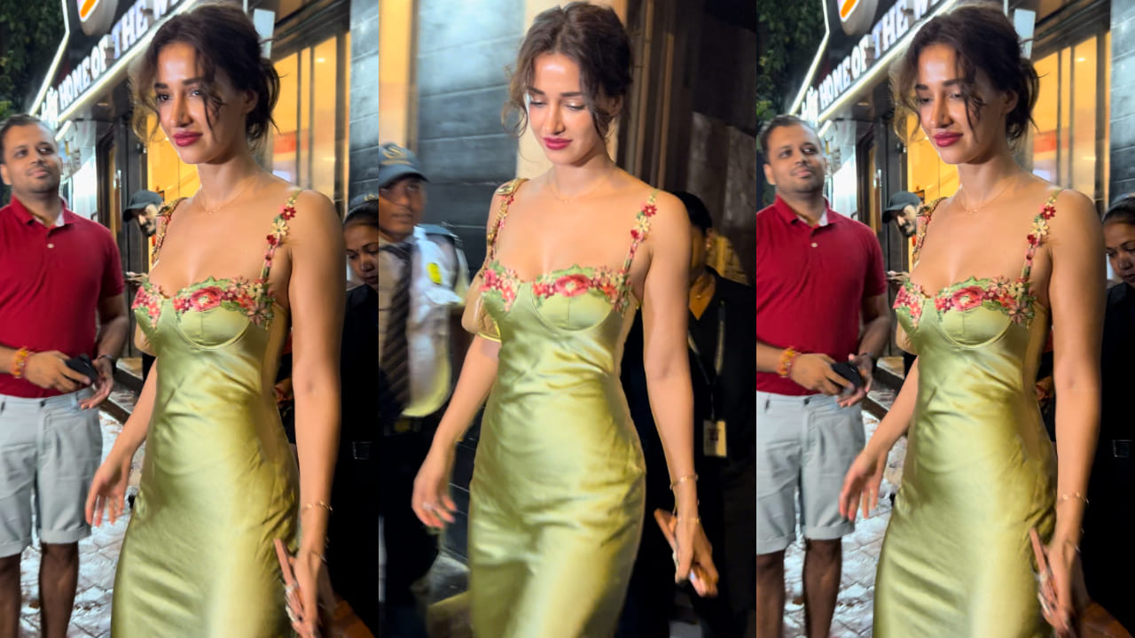 Disha Patani in green floral maxi dress 