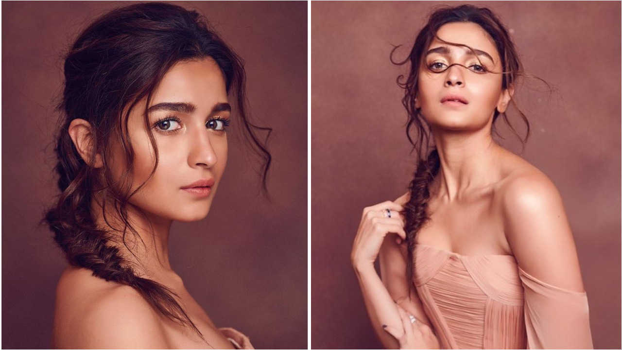 Alia’s in blush pink gown with fishtail braid (PC: Alia Bhatt, Ami Patel, Priyanka Borkar Instagram, Vijit Gupta)