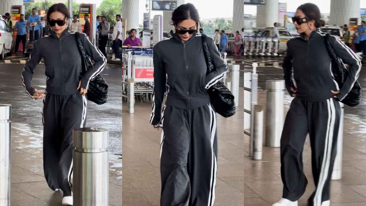 Malaika Arora keeps things sporty and comfy in gray tracksuit and sneakers but with a luxurious twist (PC: Varinder Chawla)