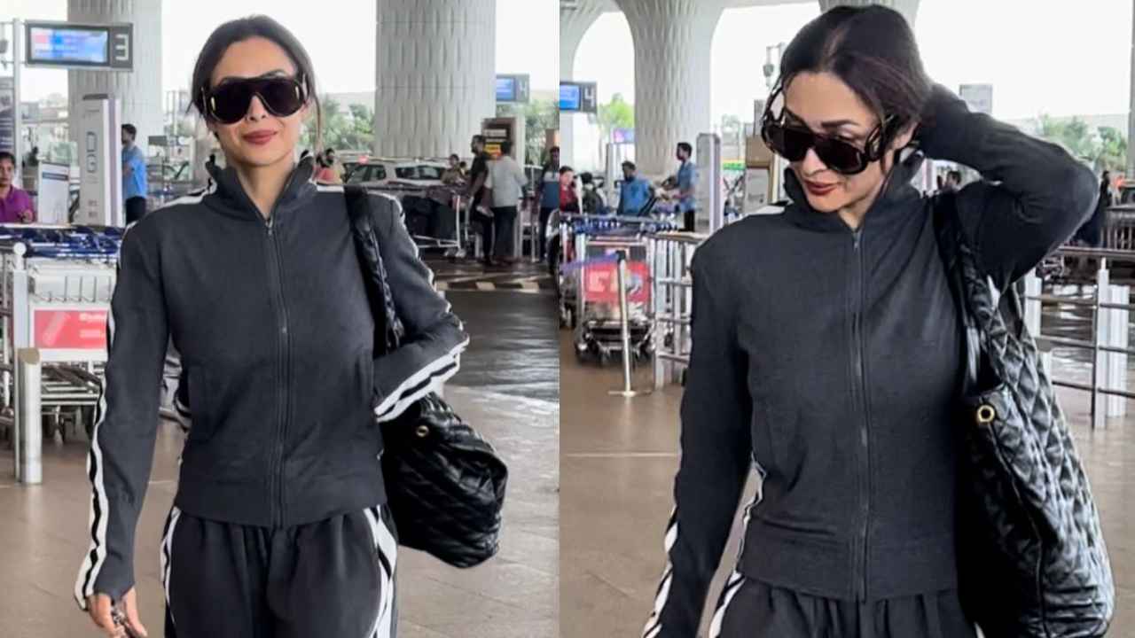 Malaika Arora keeps things sporty and comfy in gray tracksuit and sneakers but with a luxurious twist (PC: Varinder Chawla)