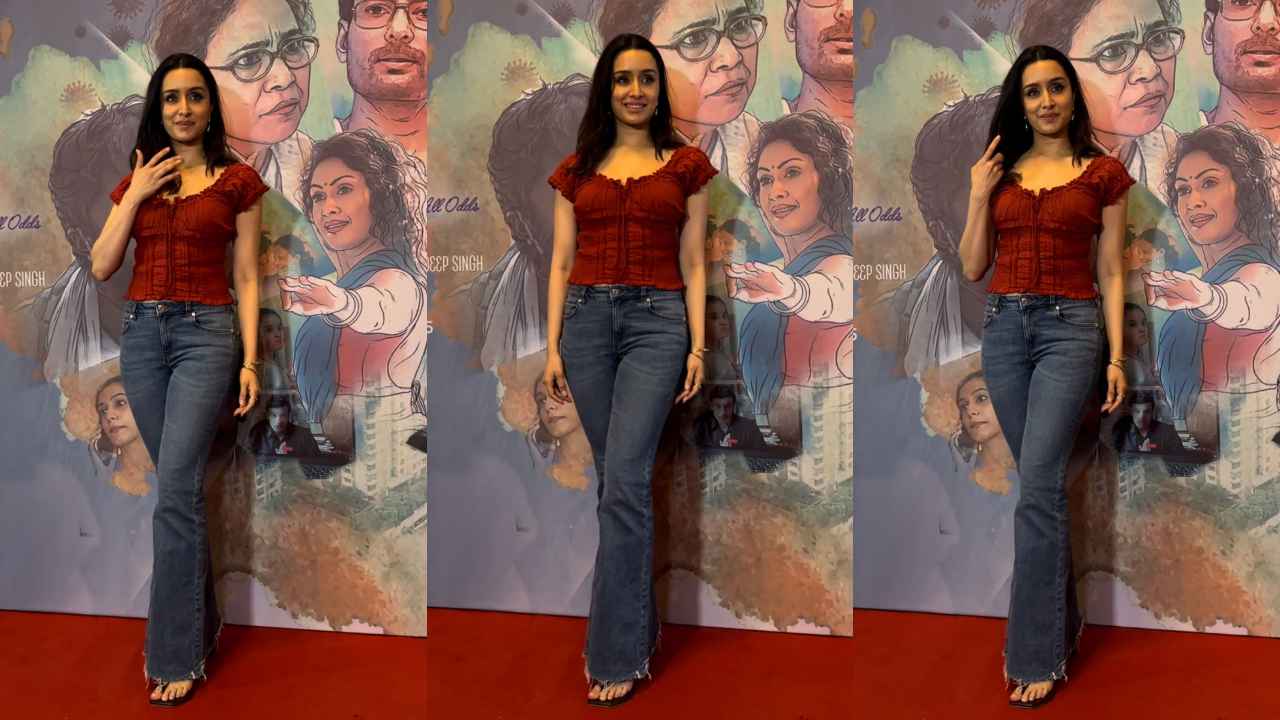 Shraddha Kapoor shows simplicity never goes out of fashion in red corset top paired with flared jeans (PC: Varinder Chawla)