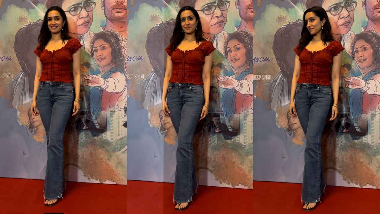 Shraddha Kapoor shows simplicity never goes out of fashion in red corset top paired with flared jeans (PC: Varinder Chawla)