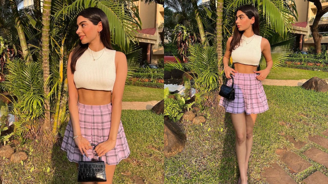 Khushi Kapoor in crop top and pleated skirt 