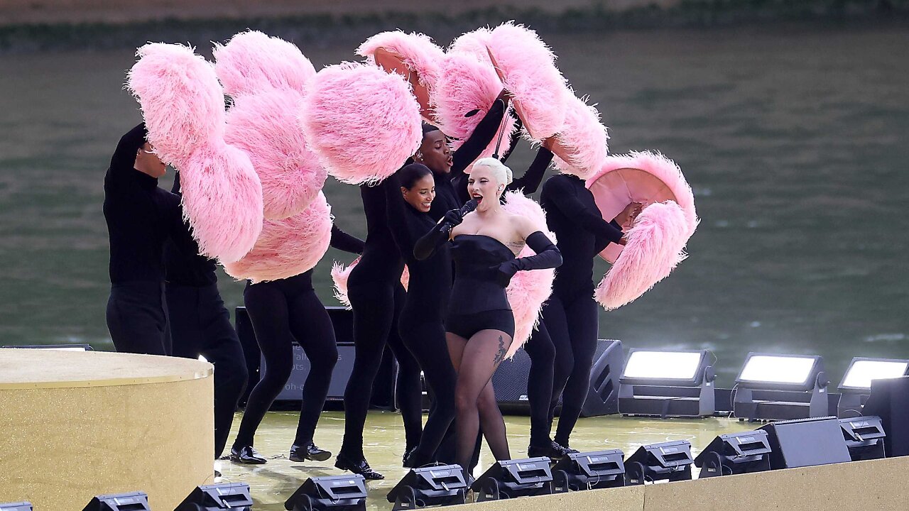 Lady Gaga performing at Paris Olympics 2024 