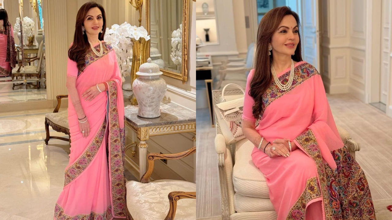 Nita Ambani in pink saree 