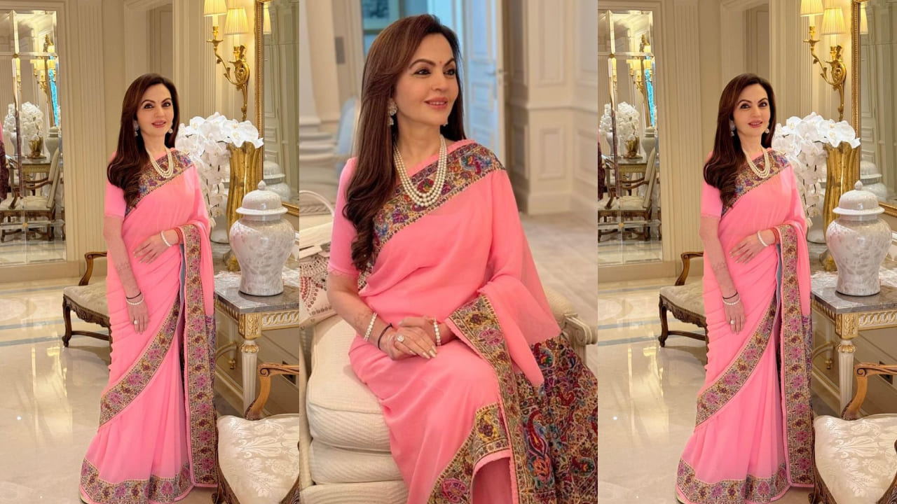 Nita Ambani in pink saree 