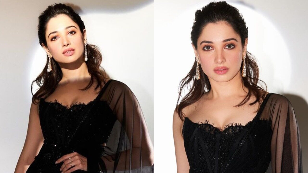 Tamannaah Bhatia in a stone-studded drop earring  (PC: Tamannaah Bhatia Instagram)