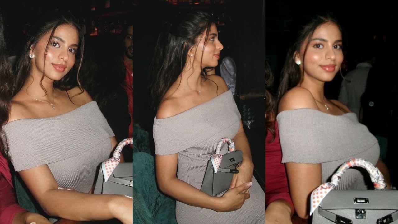 Suhana Khan shows us how to merge luxury & style in off-shoulder gray dress but her Prada clip has our attention (PC: Suhana Khan Instagram)