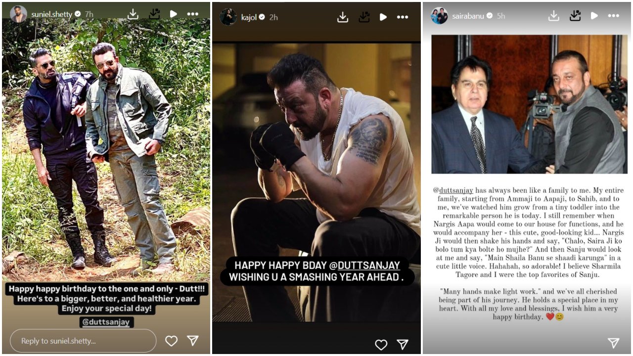 Sanjay Dutt Birthday: Kajol, Suniel Shetty, Shilpa Shetty, and more wish ‘destiny’s child’; Saira Banu recalls cute anecdote