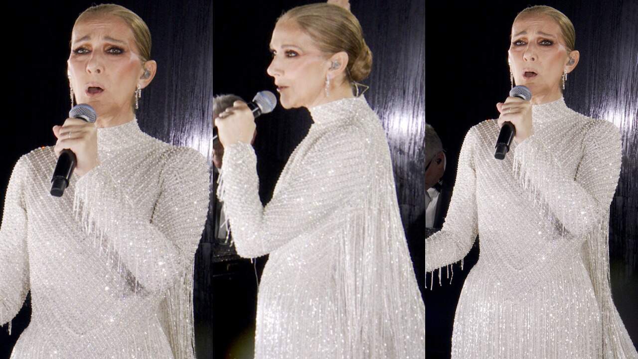 Celine Dion in custom-made crystal-covered Dior couture (PC: Getty Images)