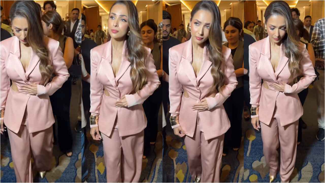 Malaika Arora embraces formal finesse with unexpected twist in fabulous pink pantsuit (PC: Viral Bhayani)