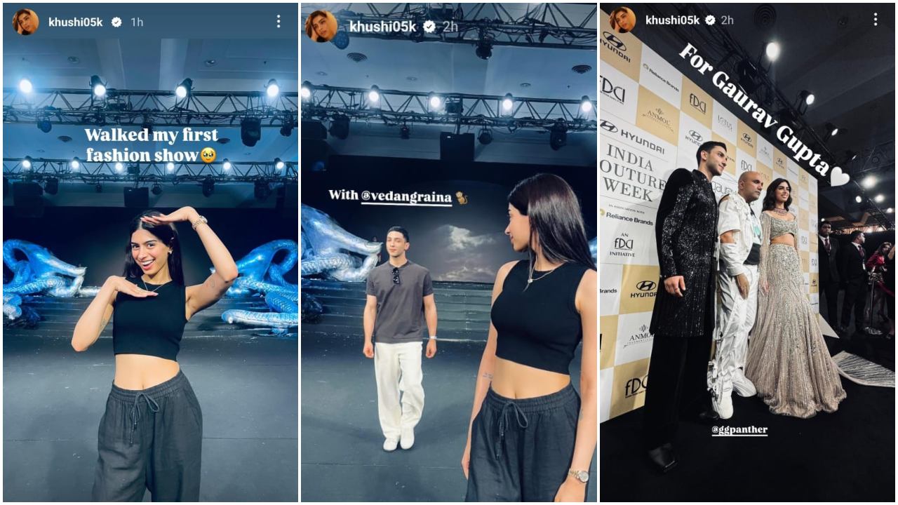 Khushi Kapoor cannot stop looking at rumored BF Vedang Raina in BTS PICS from their debut fashion show