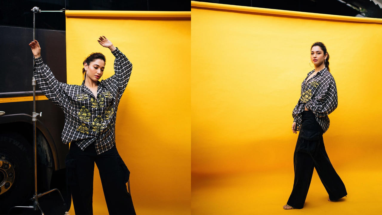 Tamannaah Bhatia in oversized shirt and pants