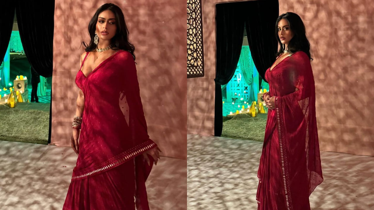 Nysa Devgan in red saree 