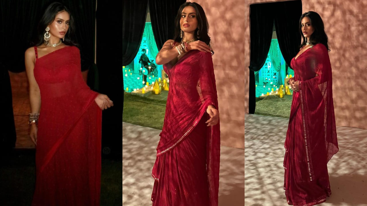 Nysa Devgan in red saree 