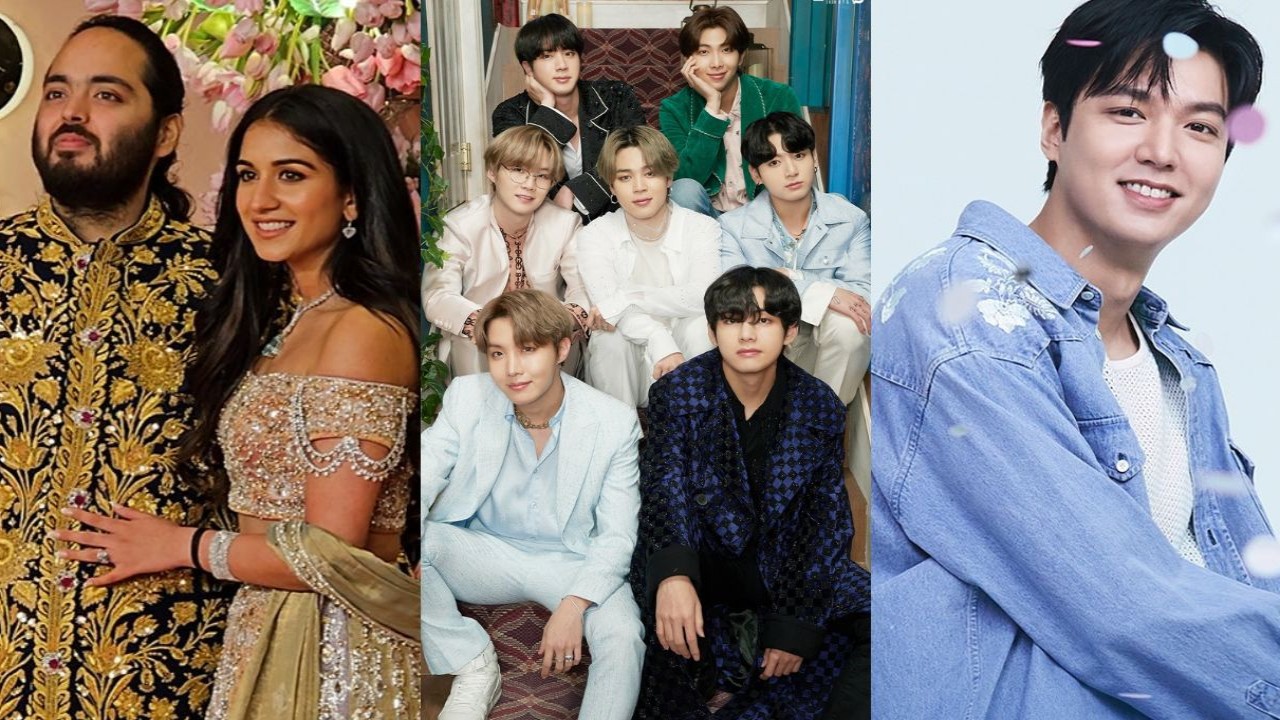 Anant Ambani-Radhika Merchant (Image Credits- Pinkvilla), BTS (Image Credits- BIGHIT MUSIC), Lee Min Ho (Image Credits-MYM Entertainment)