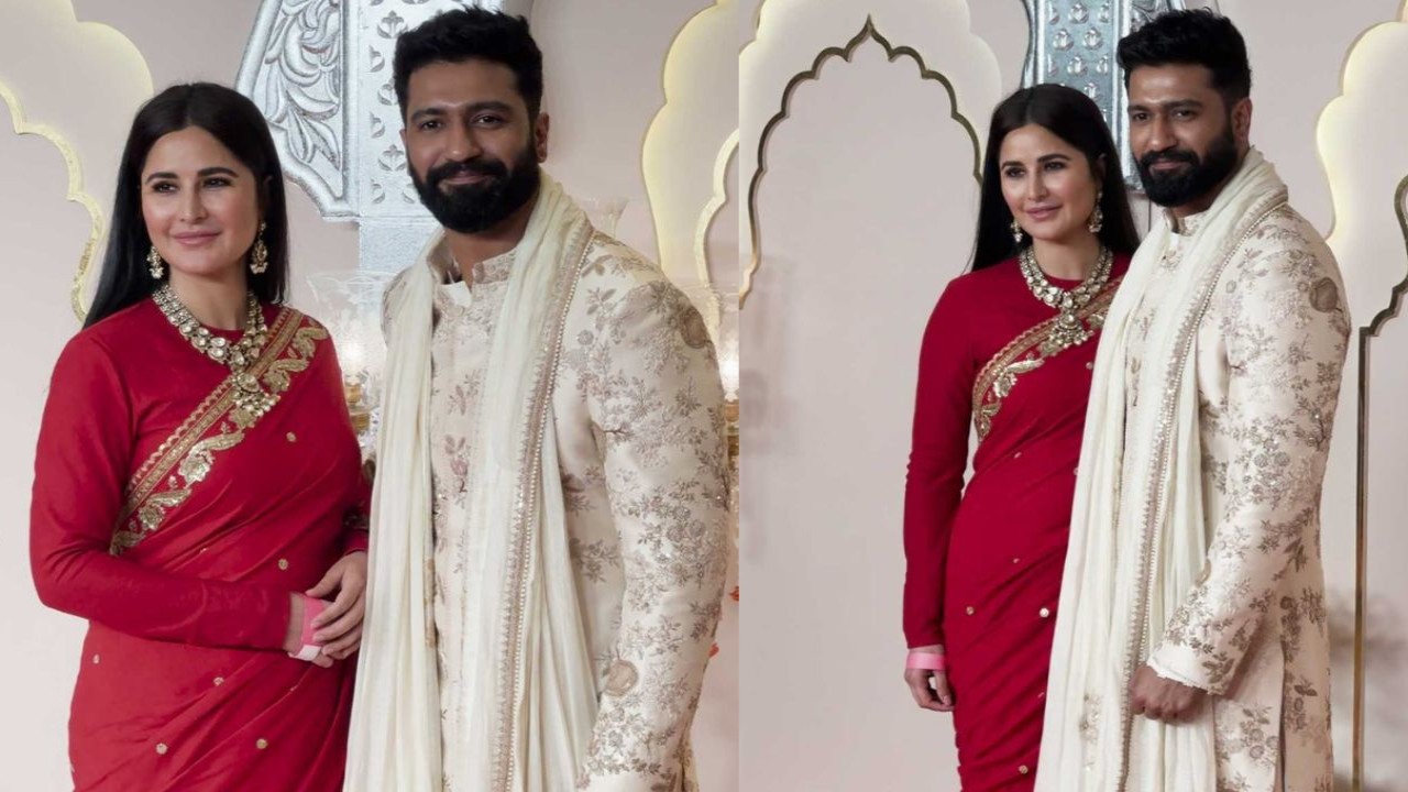 Katrina Kaif and Vicky Kaushal are a regal couple in red and ivory