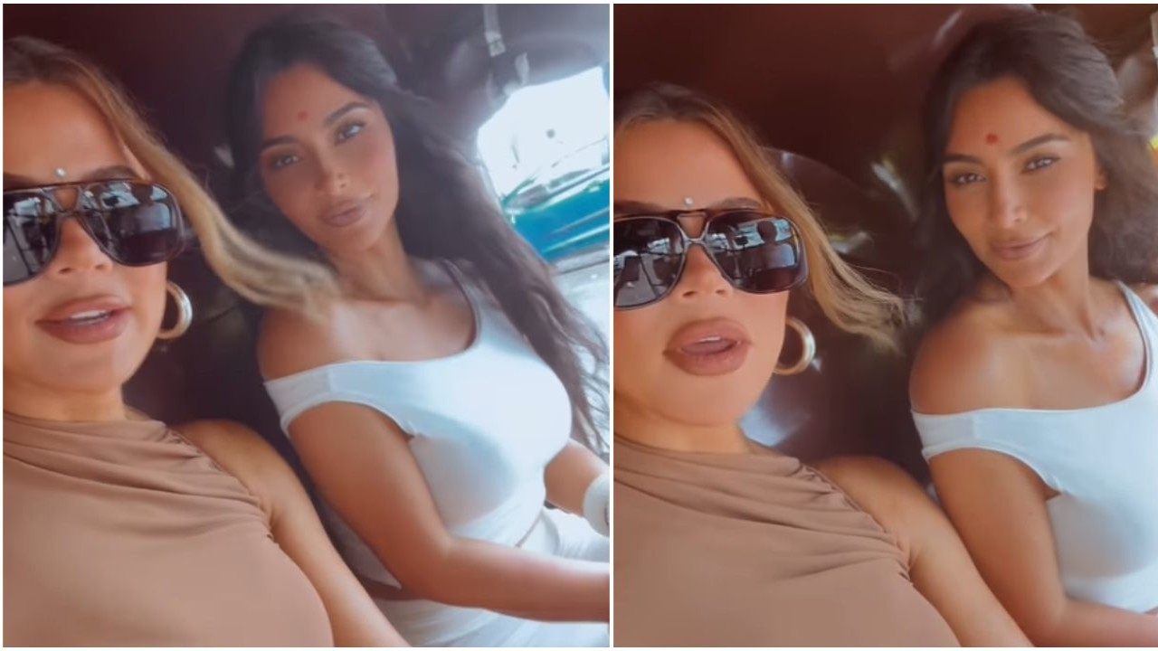 Anant and Radhika Wedding: Kim and Khloe Kardashian enjoy auto ride in Mumbai; WATCH
