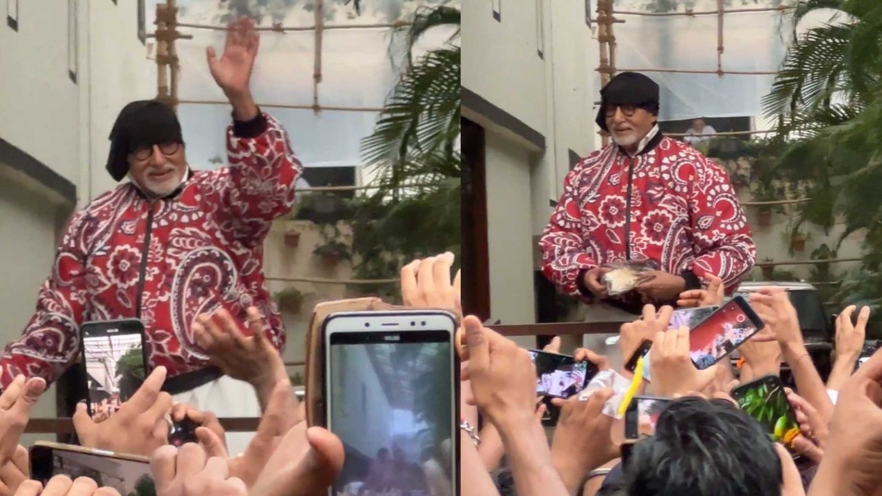 WATCH: Amitabh Bachchan wins hearts as he distributes goodies at Sunday meet and greet; fans say 'Kya baat hai'