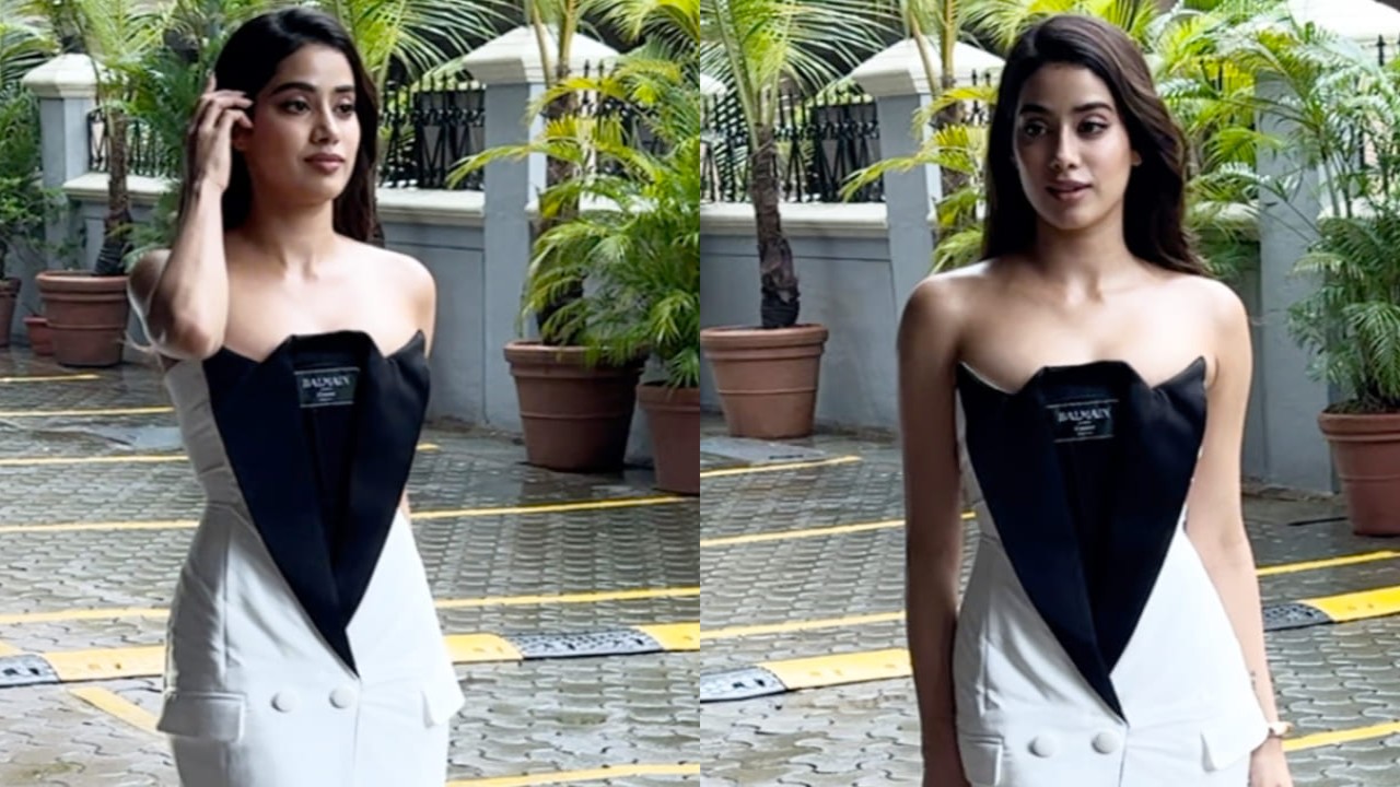 Janhvi Kapoor's white Balmain dress featuring a black collared design is something we've never seen before