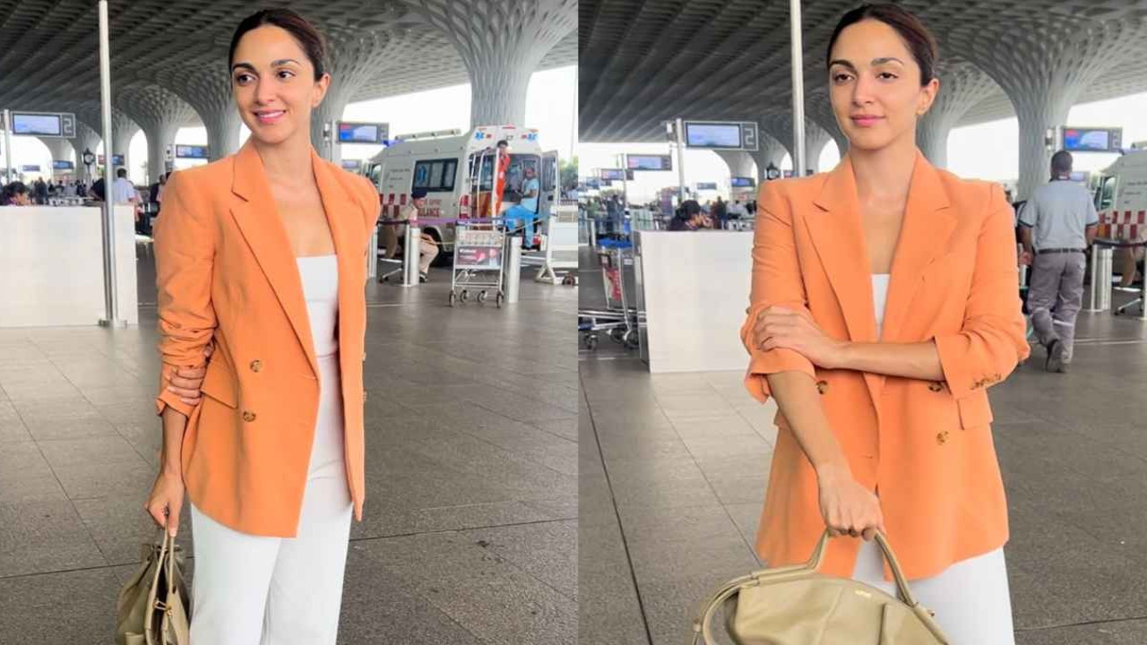 Kiara Advani, airport,, formal Wear, Style, hot, semi-formal, off-duty, blazer, pants, loewe bag, Fashion