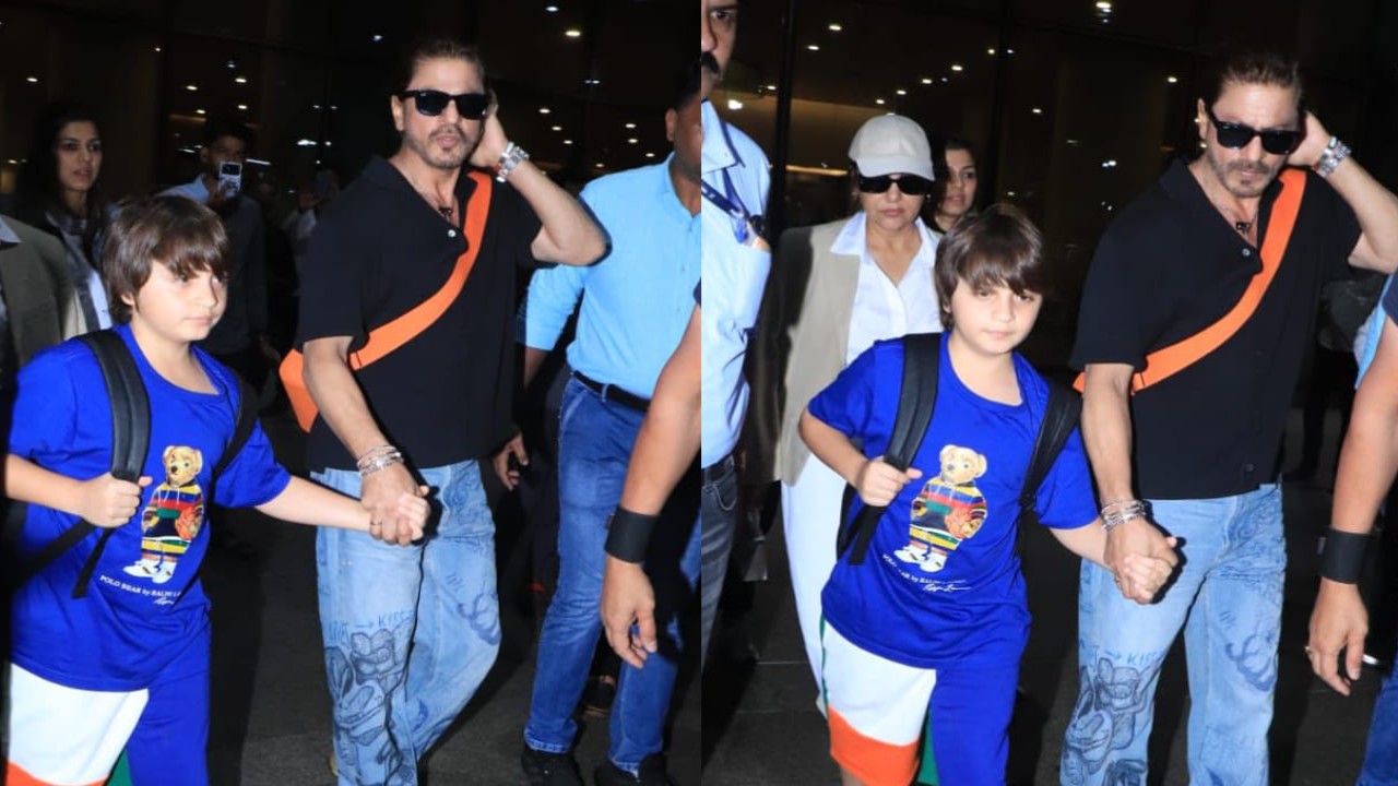 Shah Rukh Khan does his doting dad, loving husband duties right as he returns to Mumbai with his son AbRam and wife Gauri Khan: WATCH