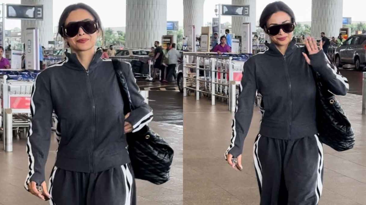 Malaika Arora, active Wear, airport, track suit, tracksuit, track pants, jacket, sporty, sneakers, YSL, Yves Saint Laurent, Style, Fashion