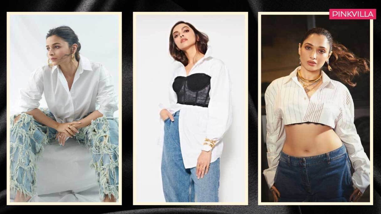 how to style a white shirt, Deepika Padukone, Alia Bhatt,tamannah Bhatia, Mira Rajput, white shit style, fashion