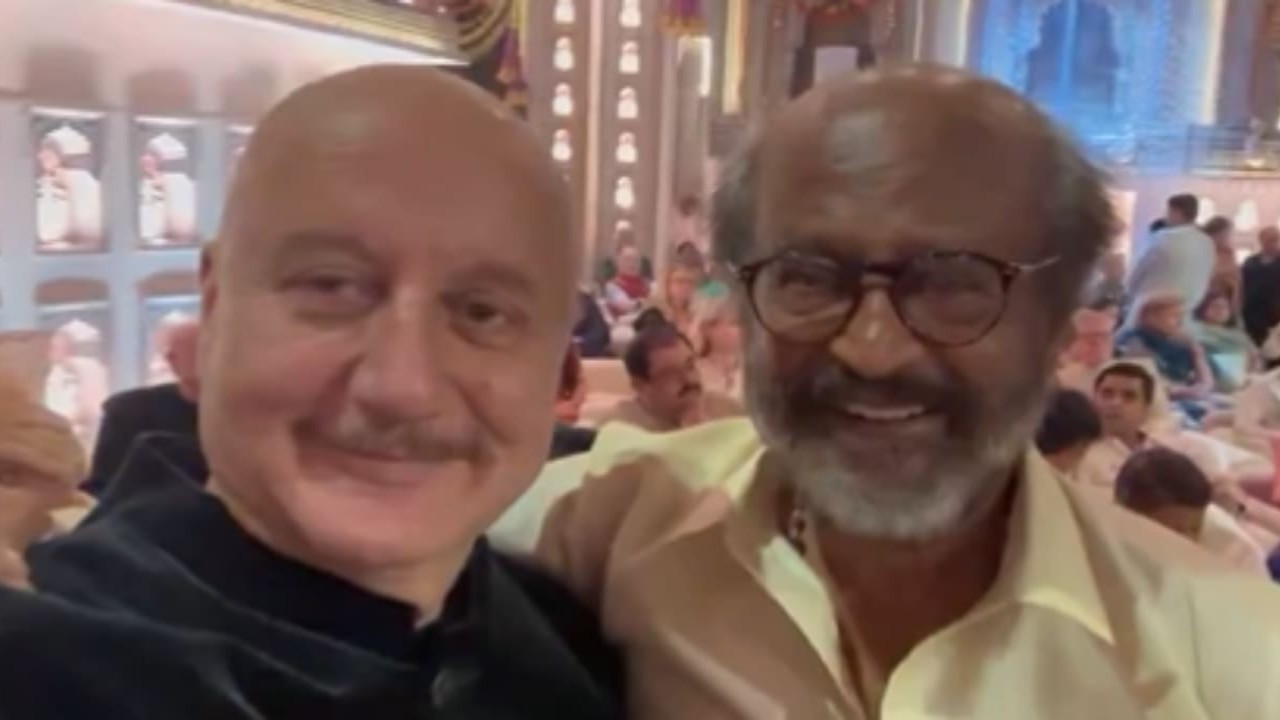 Anupam Kher calls Rajinikanth NATIONAL TREASURE in unseen video from Anant-Radhika wedding