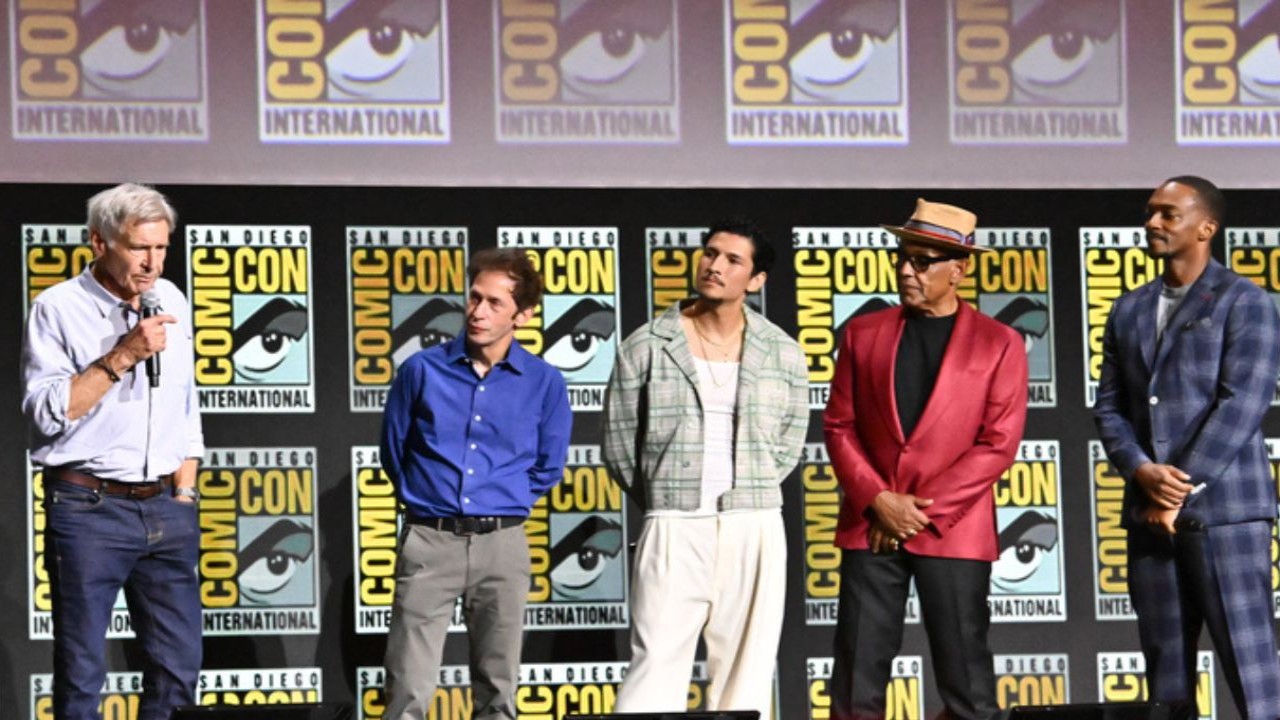 Harrison Ford, Tim Blake Nelson, Danny Ramirez, Giancarlo Esposito and Anthony Mackie (CC: Getty images) 