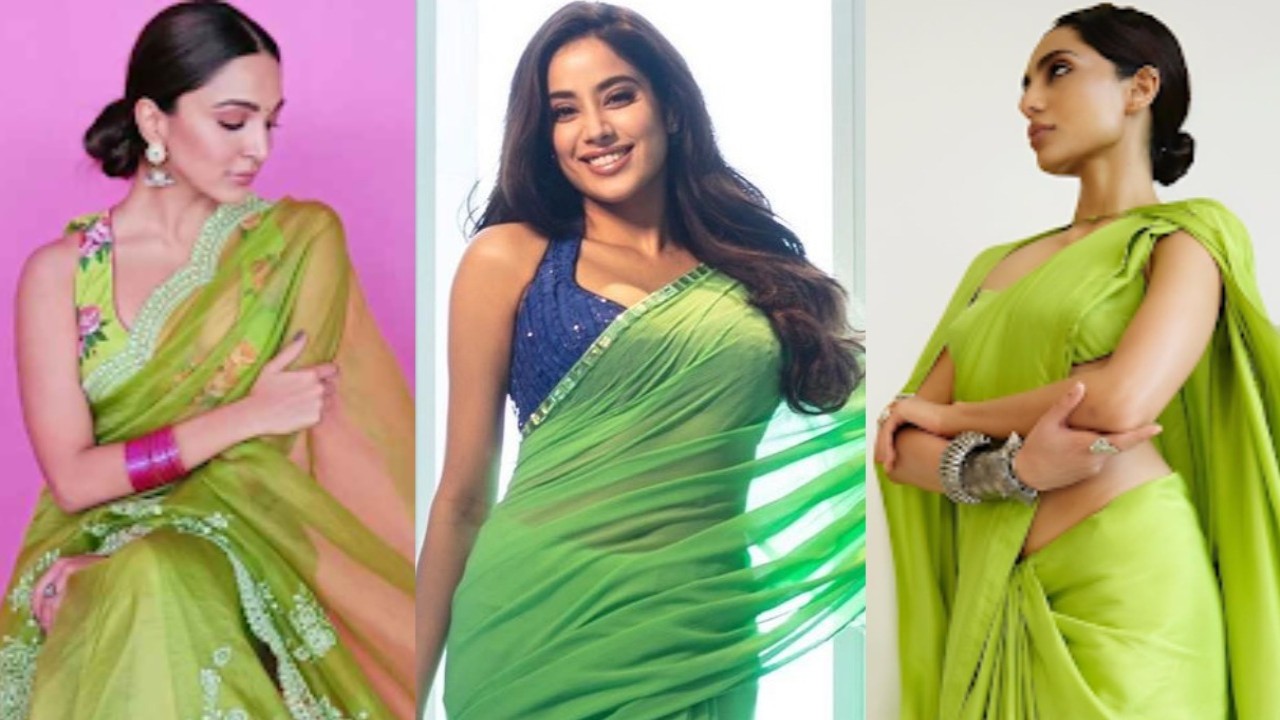 Check out latest look of Bollywood diva's Janhvi Kapoor, Kiara Advani and Sobhita Dhulipala neon green saree 