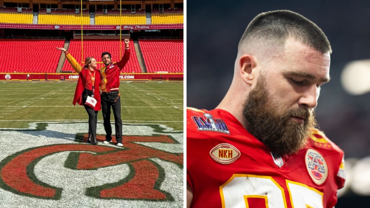 Travis Kelce Receives Humorous Note From Chiefs Christmas Movie Stars ​​Tyler Hynes and Hunter King