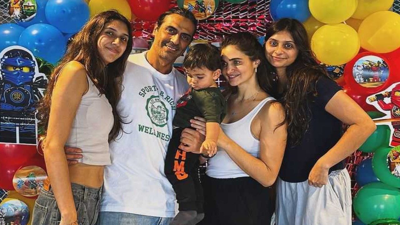 Arjun Rampal celebrates sons Ariv and Arik's birthdays with daughters Mahikaa and Myra; GF Gabriella drops fam-jam moments