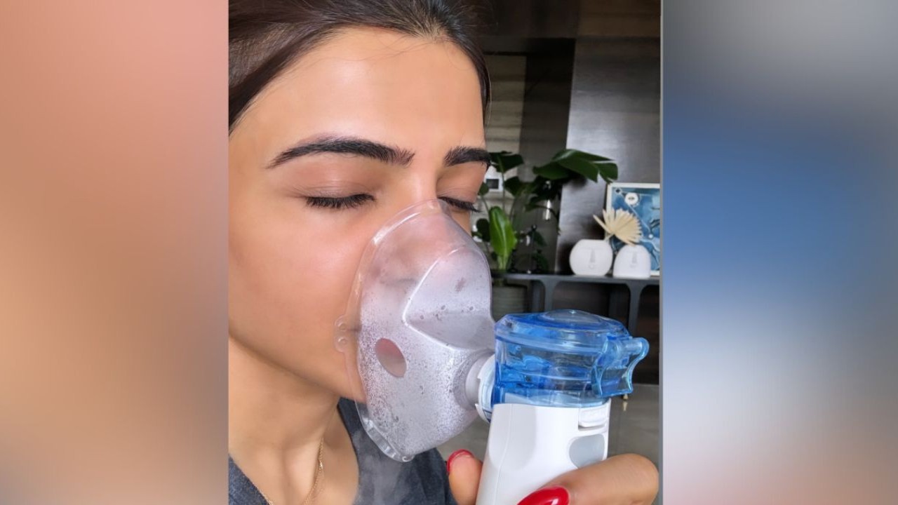 Samantha uses nebulizer machine