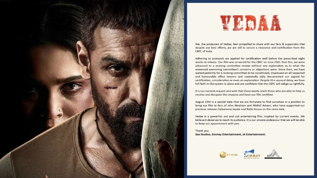 Vedaa: Makers of John Abraham, Sharvari starrer issue official statement over non-clearance from CBFC: ‘It’s our earnest request…’