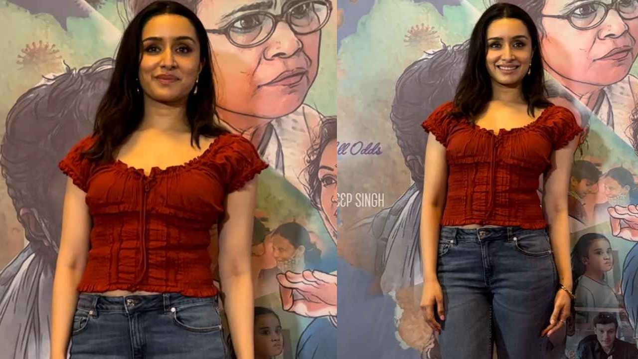 Shraddha Kapoor, red, corset, corset top, jeans, flared jeans, denim jeans, semi-formal, bollywood, style, fashion