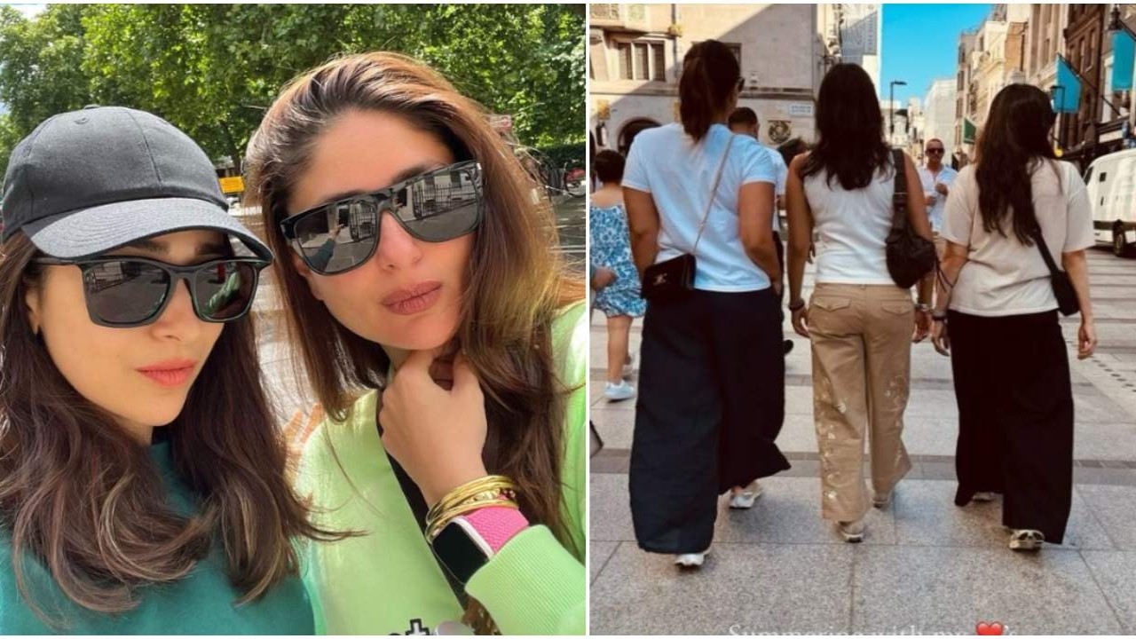 Karisma Kapoor enjoys strolling with sister Kareena and daughter Samaira during their summer vacay; see PIC