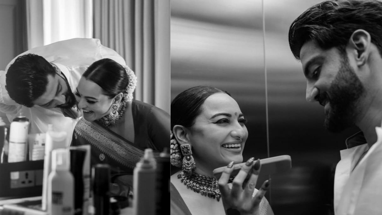 Sonakshi Sinha admires Zaheer Iqbal from afar getting ready for wedding; drops aww-worthy PICS from 'moment in between'