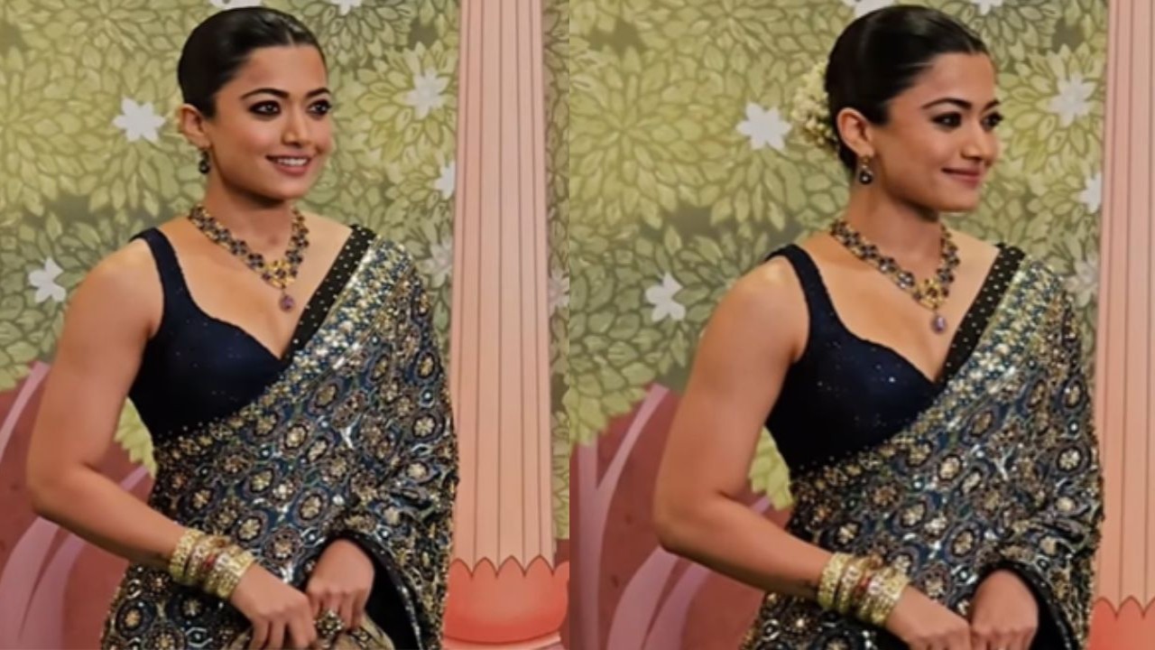 Anant-Radhika's Shubh Ashirwad: Rashmika makes a style statement in handcrafted saree (PC: Pinkvilla South Instagram)