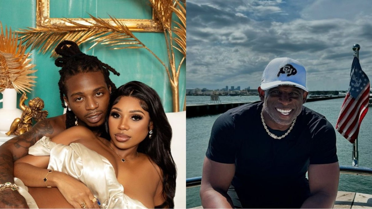 Deion Sanders’ daughter Deiondra is surprised at her baby shower with a romantic marriage proposal from R&B singer Jacquees