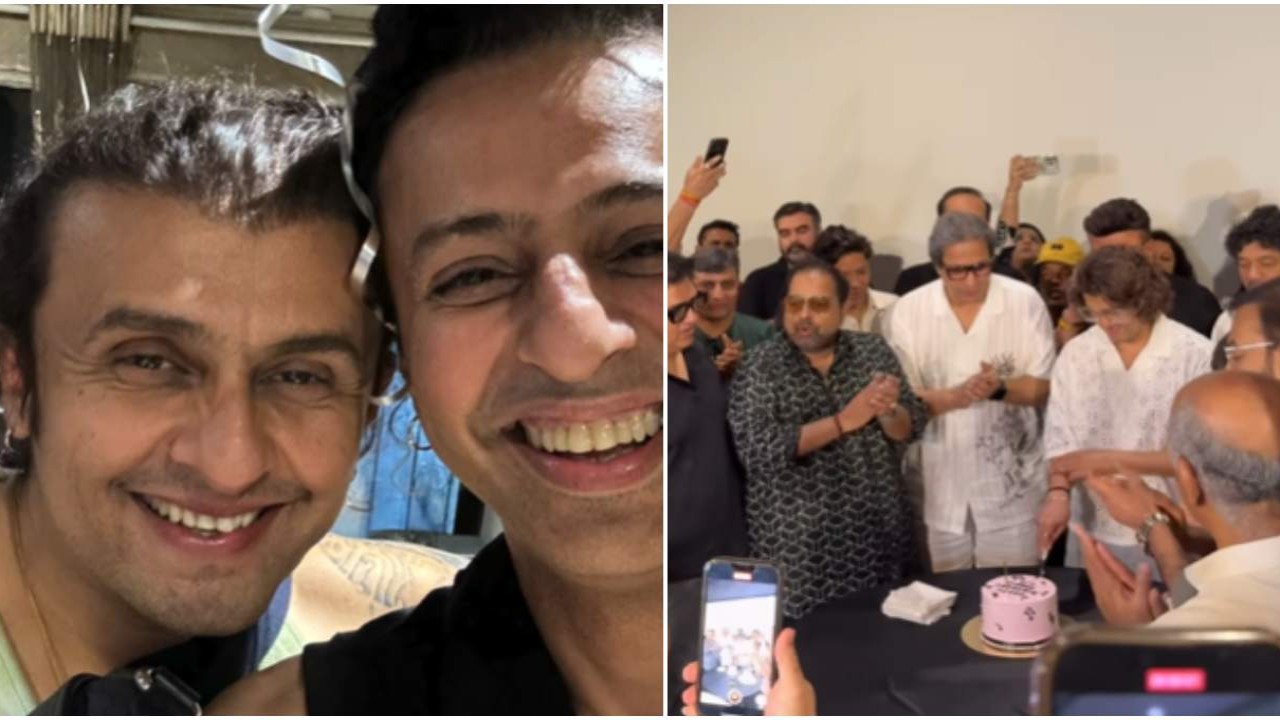 Sonu Nigam's 51st Birthday Bash: Singer plants kiss on Salim Merchant's cheek, Javed Akhtar and Shankar Mahadevan join party; WATCH