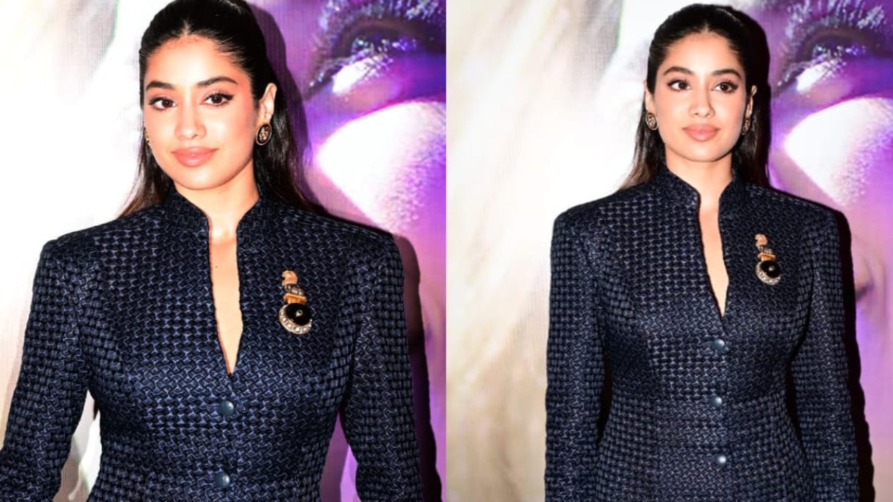 Janhvi Kapoor’s blue blazer and velvet bell bottoms is what you need for your business parties